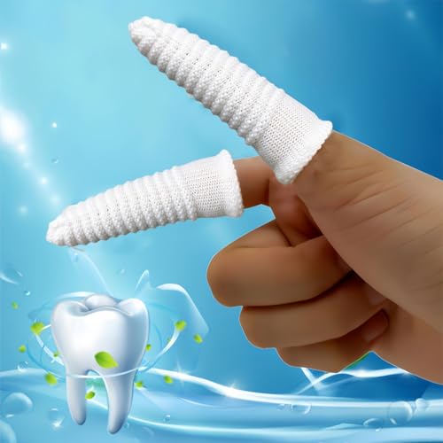 Hundezahnbürste Fingerling Wiederverwendbar, Haustierzahnbürste aus Strickgewebe，Pet Finger Zahnbürste, Anti-Plaque Finger Hund, Effiziente und Saubere Fingerlinge Hunde Zahnpflege（20 Stück）