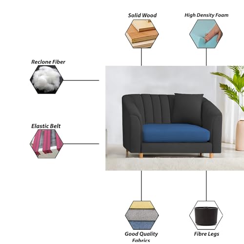 Image of Doraldo Seater Sofa Set for Living Room (Blue Black) Premium Fabric Sofa Set