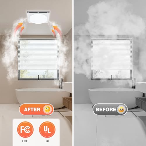Extractores para Baños 2 en 1 con Luz LED, Ventilador de Extracción Silencioso de 40 W y 190 CFM, 1500 lm, Fácil Instalación, Control Remoto, Certificado UL miniatura 2