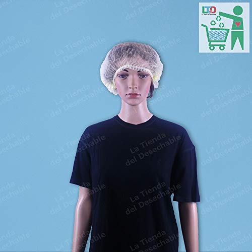 Bolsa 100 Unidades. Gorro recogepelo plegado acordeón (2 Gomas) 55cm. (amarillo)