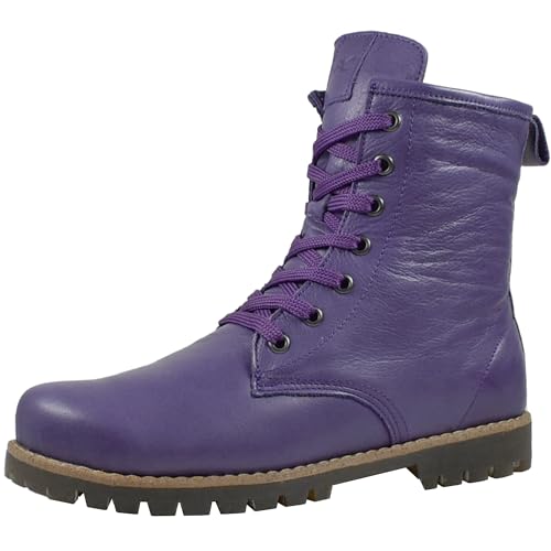 Andrea Conti Damen Stiefelette Boot Schnürung Leder Profilsohle 0342847, Größe:40 EU, Farbe:Lila