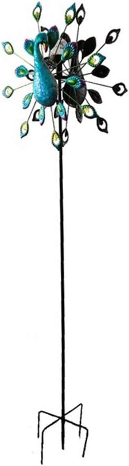 Peacock Solar Power Garden Wind Spinner | Colourful Exotic Bird Outdoor Garden Lawn and Patio Sculpture Ornament Decorations