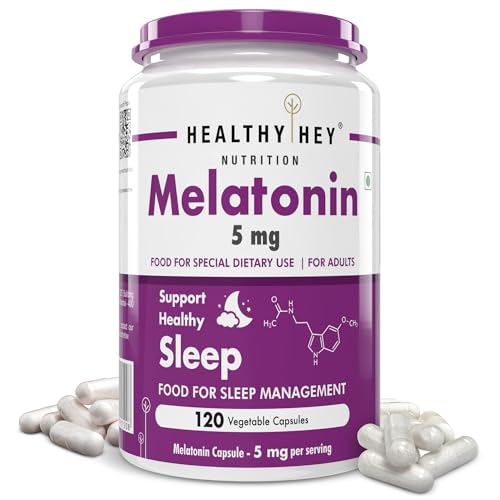 HealthyHey Nutrition Melatonin 120 vegetable capsules 5mg - Promotes Sleep and Relaxation