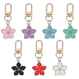 Mabor 7PCS Flower Keychain - Cute Aesthetic Charms for Women Backpacks, Handbags & Keys, Zinc Alloy Mini Floral Pendant