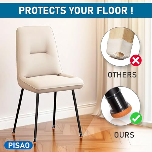 PISAO 24 Pcs Chair Leg Floor Protectors, Silicone Chair Leg Protectors Caps C...