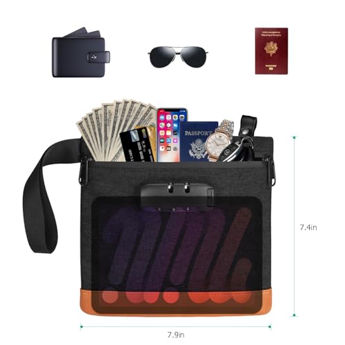 Money Bag with Combination Lock, 7.9 * 7.4 in Security Proof Bag with Lock for Cash, Safe Storage Pouch for Cash, Travel, Bank Deposits, Credit Passports Phone Notary (Black) - Image 3