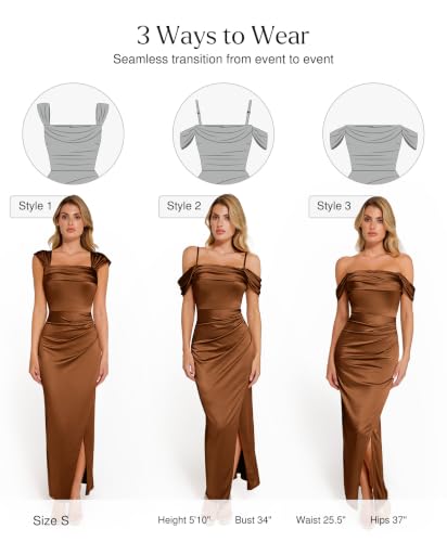 Image of Popilush Wedding Guest Dresses for Women Off Shoulder Shapewear Maxi