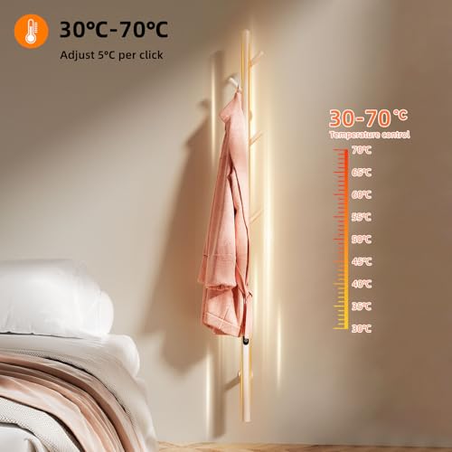 SKYLYZH Badheizkörper Elektrisch, Weiß Einzelstange Handtuch Heizkörper Bad, Handtuchheizkörper, 95W, 1500x112mm, Handtuchwärmer Elektrisch mit Timing, Temperaturregelung, Energieeinsparung-G02 White