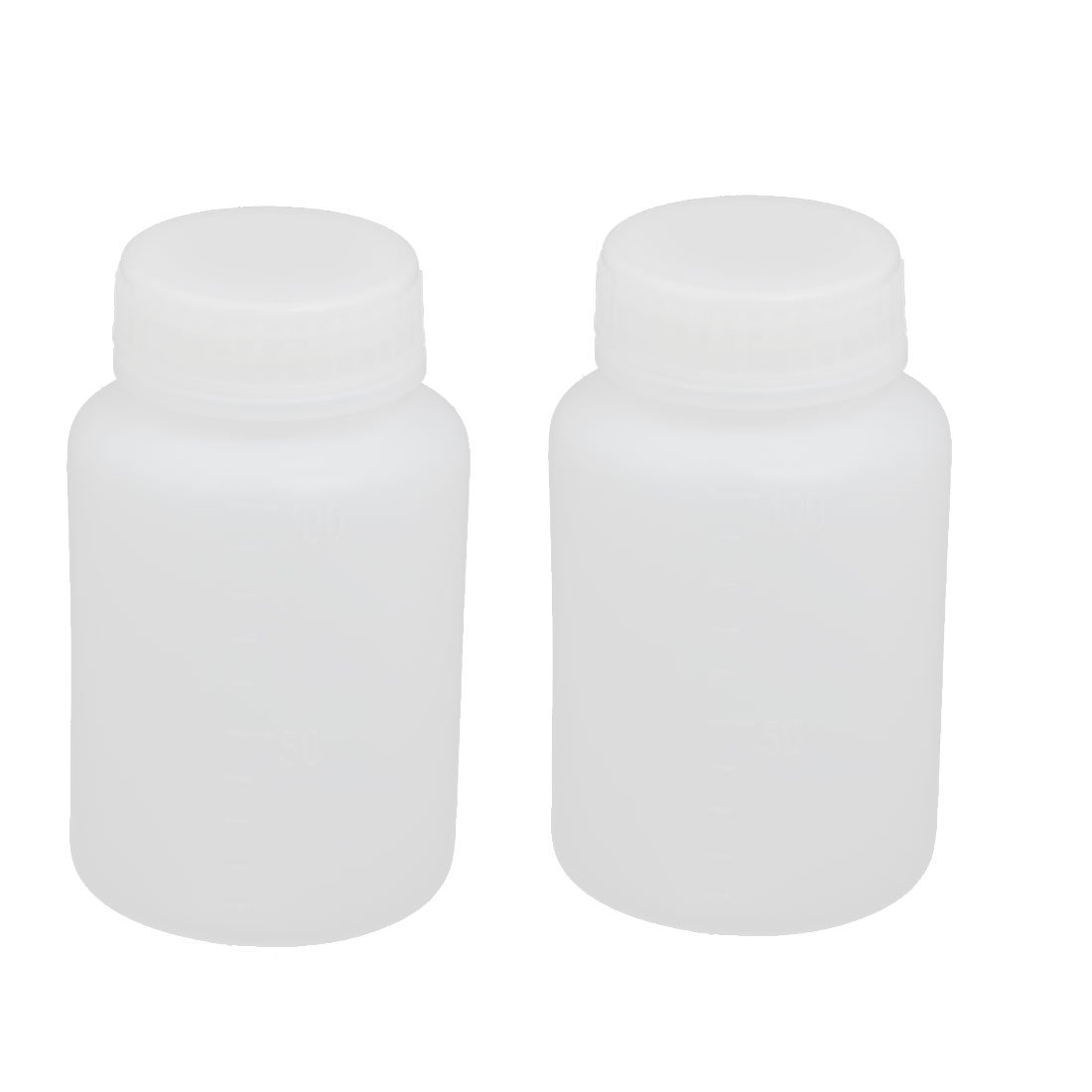 Aexit 100ml 28mm gauge Diameter HDPE Plastic Round Wide Mouth Bottle White 2pcs