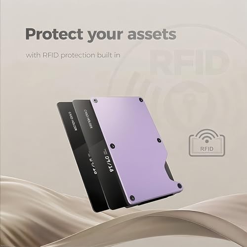 Men's Wallets，Slim Wallet for men，Wallet mens，Rfid wallet ，Card Wallet ，Metal Wallet for men, Credit Card Holder. (Macaron Purple)3