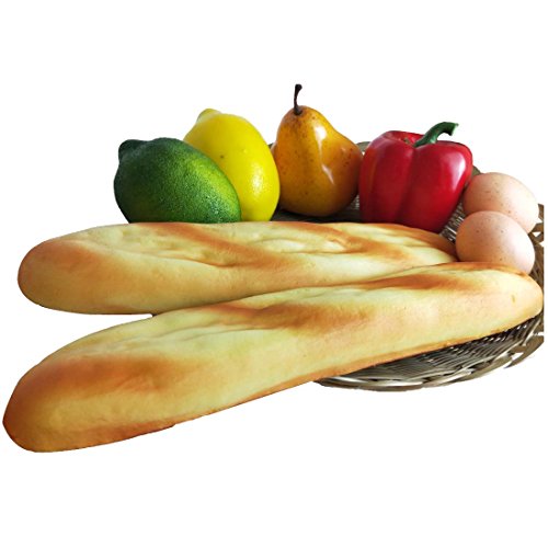 Lorigun 2PCS Artificial Fake Bread Pu Material Baguettes Realistic Faux Food, Imitation French Bread Fake Food for Decoration, Bread Model Kitchen Décor Food Toys Photography Prop