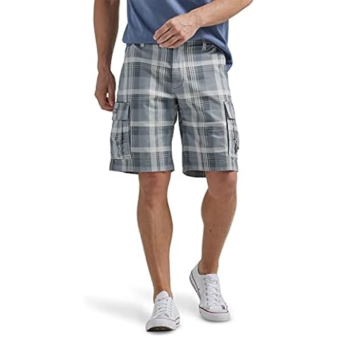 Lee Men's Extreme Motion Cargo Shorts, Gray Plaid Cover