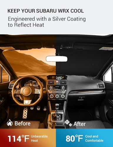 Image of Proadsy 2026 Upgrade Windshield Sun Shade Custom Fit 2008-2014 WRX Foldable Front Sunshade Protector Sun Visor Blocks UV Rays Keep Car Cooler