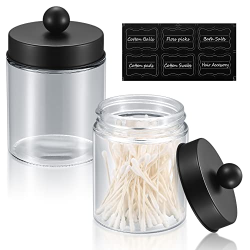 YITYDaMai 2 Stk Glas Wattestäbchen Halter, Wattepads Aufbewahrung Behälter, Badezimmer Wattepadspender Make up Organizer für Wattestäbchen, Wattebälle, Tupfer, Q-Tips, Ohrstäbchen Cover