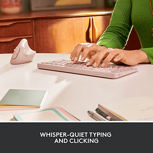 Logitech K380 Multi-Device Bluetooth Wireless Keyboard And Lift Vertical Ergonomic Mouse Combo, Quiet, Multi-Device, Compact, 2 Year Battery, Windows/Macos/Ipad Os, Laptop, Pc - Rose #TOP3