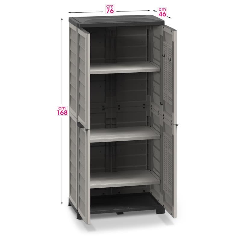 Deconation Armoire Haute De Rangement Extérieure/intérieure - 76 X 46 X H 168 Cm - Sable Et Gris Anthracite