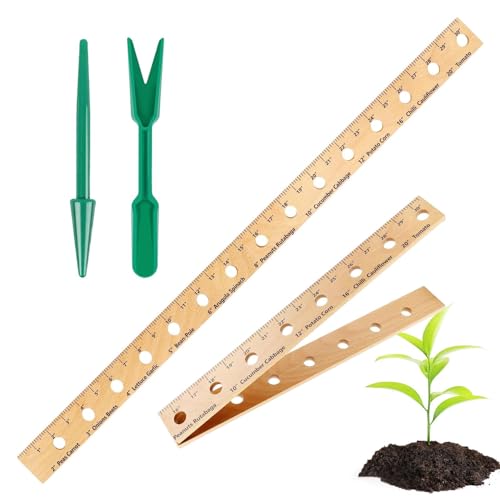 Règle de jardin avec trous, règle pour en bois – Ensemble de règles pliables pour avec trous | Espaceur de, outil de plantation et plantoir pour plates-bandes surélevées
