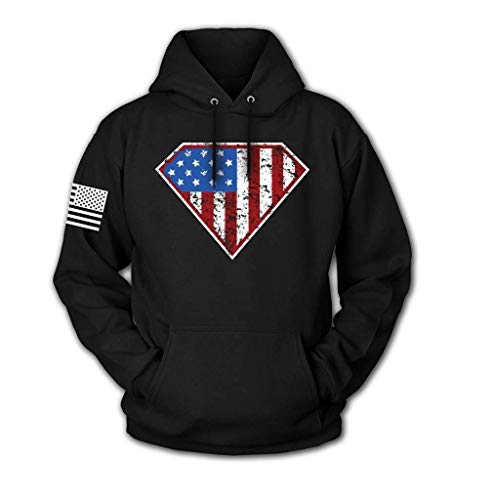 Tactical Pro Supply USA Sweatshirt Hoodie - American Flag Patriotic Jacket Sweater for Men or Women - Super American, Large
