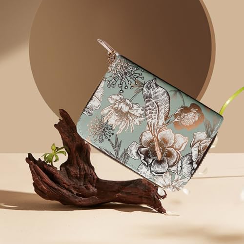 Floral Natural Pattern ID Cards Case,Coin Purse Wallet with 11 Card Slots and Zippers for Women2