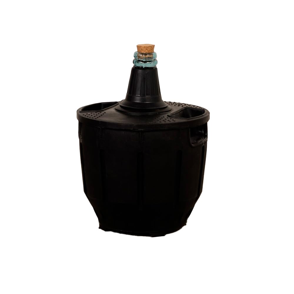 Garrafa de Vidrio con Funda Plástico Negro Tapón Corcho Boca Estrecha, 8L