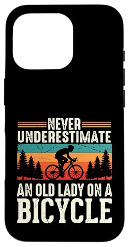 Never Underestimate an Old Lady On A ���]�� �T�C�N�����O �o�C�N �X�}�z�P�[�X iPhone 16 Pro �p