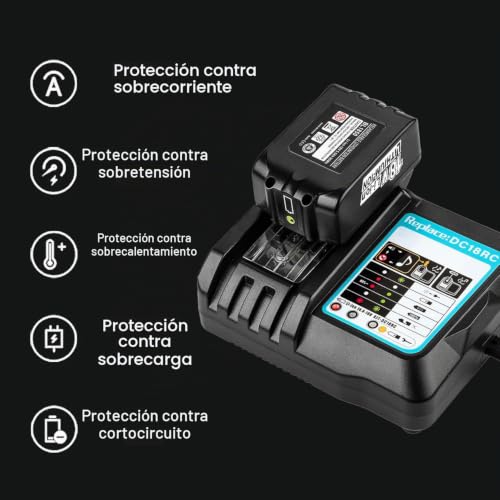 Miniatura 2 de Xnjtg Dc18rc 18v 6a Cargador Para Makita Cargador Rápido Compatible Con Makita 18v Baterías Bl1850 Bl1860 Bl1840 Bl1430 Bl1415 Dc18rd Dc18sf
