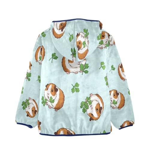 Guinea Pigs with Green Leaves Toddler Fleece Jacket Girl Boys Hooded Fleece Jacket Coat Warm Outwear Zip-up 3-10T2