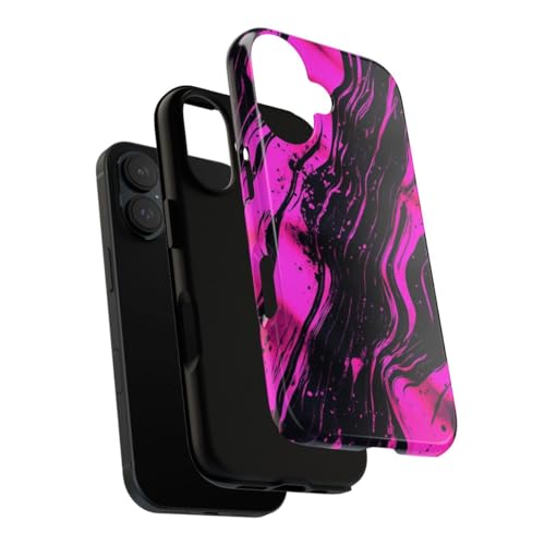 Coque iPhone 16 rose fluo pour protéger un smartphone avec style abstrait