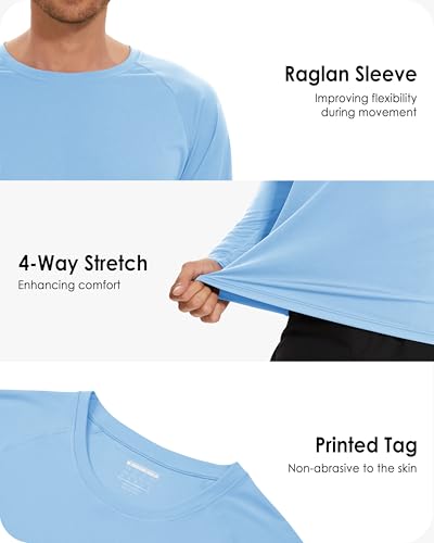 Image of Boladeci Men's UPF 50+ Sun Protection UV SPF Shirts Long Sleeve Lightweight Quick Dry Swim T-Shirts Rash Guard