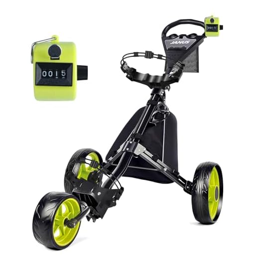 JANUS Golf Cart, Foldable Golf Push cart,Golf Bag cart,3 Wheel Golf Push carts，with Golf Clicker Counter and ice Bag