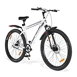 Urban Terrain Galaxy Pro High Performance Steel Mountain Cycles for Men with Front Suspension & Dual Disc Brake MTB Bike 26T Single Speed | Ideal for 13+ Years, Unisex, Frame Size : 17 inch, White