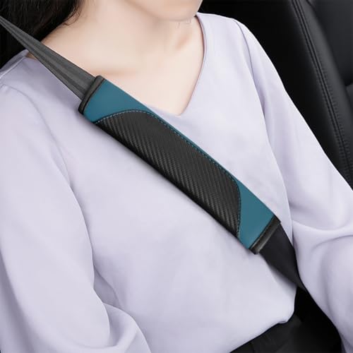 Image of Osilly 2PCS Car Seat Belt Cover, Carbon Fiber Seatbelt Shoulder Protection, Soft Car Seat Belt Strap Cushion Protect Your Neck and Shoulder, Car Accessories Seat Belt Pad for Car Truck (Dark Green)