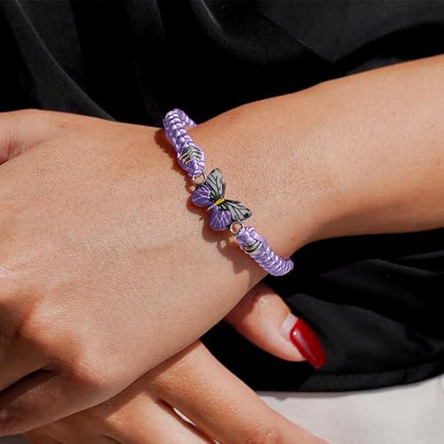 Butterfly Bracelet, Charm Bracelet For Women -They Fly With Us Every Day Butterfly Bracelet - Adjustable Hand Woven String Butterfly Bracelets For Women, Sympathy Gifts3