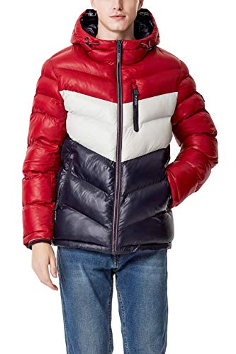 Tommy Hilfiger Men's Midweight Chevron Quilted Performance Hooded Puffer Jacket4