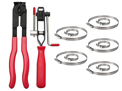 Kellegour 2Pince Colliers Bandes à Sertir,10Cardan Collier De Serrage En Acier,Outil D'Installation de Bande de Pince,Pince pour Collier de Serrage,pour...