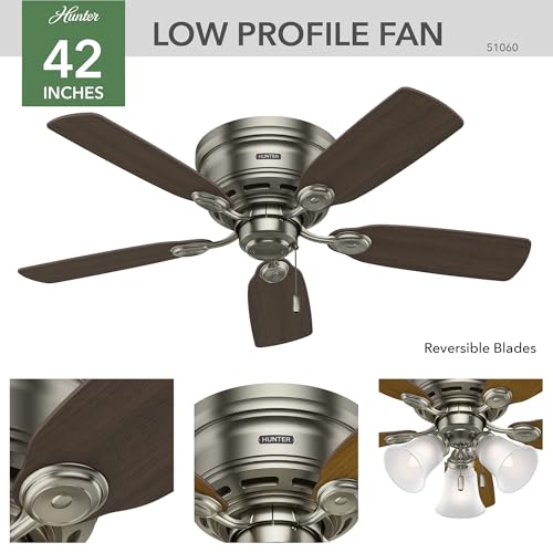 Image of Hunter Low Profile IV, Indoor, Ceiling Fan, 42 inch, Antique Pewter