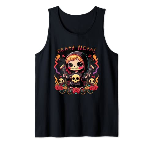 Death Metal Pastel Goth Anime Kawaii Emo Girl Camiseta sin Mangas