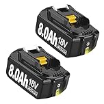 2Pack 8.0Ah 18V BL1860 Replacemnet for Makita Battery Compatible with Makita 18V Battery BL1860 BL1860B BL1850 BL1840 BL1830 DC18RA DC18RC DC18RD (2PACK)