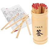 HOODANCOS Juego de Varitas Fortuna Budistas de Bambú con Tubo Blanco, 100 Palos de Adivinación y Libro, Kit de Adivinación Chino para Templos y Reuniones Familiares