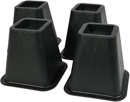 J&V TEXTILES Bed Furniture Risers - Elevation in 6 Inch Heavy Duty Risers for Sofa and Table - Supports up to 1,300 lbs - Set of 4 Riser, Black