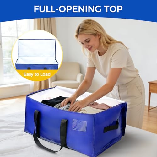 Image of BAGAIL Heavy Duty Moving Bags with Strong Handle, Extra Large Moving Boxes, Storage Tote for Clothes, College Moving Supplies(Dark Blue, 12 Pack)