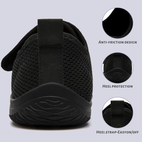 Diabetic Shoes for Women Wide Toe Box Orthopedic Walking Shoes Black 8 by YTATSP - Used condition - Image 7