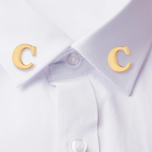 Image of HONEY BEAR Mens Womens Initial Alphabet Letter Lapel Pins Collar Badge Brooches for Business Wedding Graduation Gift Matte Gold 0.59 inches