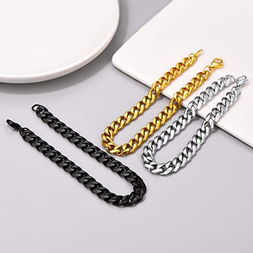 PROSTEEL Mens Cuban Chain Bracelet, 3/6/9/12MM, 21CM Length, 316L Stainless Steel (Send Gift Box)