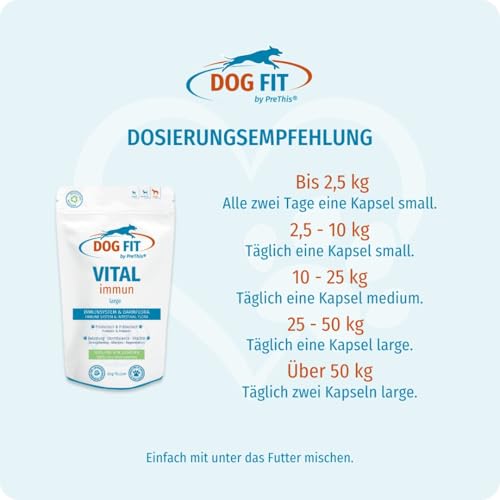 DOG FIT by PreThis® VITAL immun für Hunde I Mit Colostrum, Agaricus Blazei Murrill, Hagebuttenextrakt, Shilajit, Propolis I Ohne künstliche Zusätze I Large 25-50 kg
