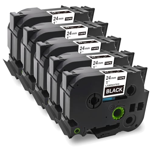 HeeMee Tze�e�[�v �݊��i �u���U�[�p 24mm���yTze-355�E���n�������E5�Z�b�g�z8m�� �s�[�^�b�`�e�[�v P-touch ���~�l�[�g�e�[�v �h�� ���S�� �����O�V�[�� �����p�i�iTze-355�E5�j