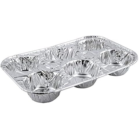 6-Cavity Aluminum Cupcake Muffin Pans | Disposable Baking Cup Cake Mold Pan | Use for Baking Mini Muffin, Cupcake, Cake | For Weddings, Parties, Birthdays, Gatherings (200 Pack) Cover