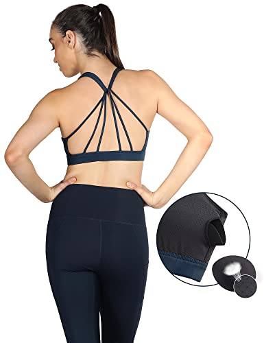 Image of icyzone Women's Padded Strappy Workout Running Sports Bras Medium Impact