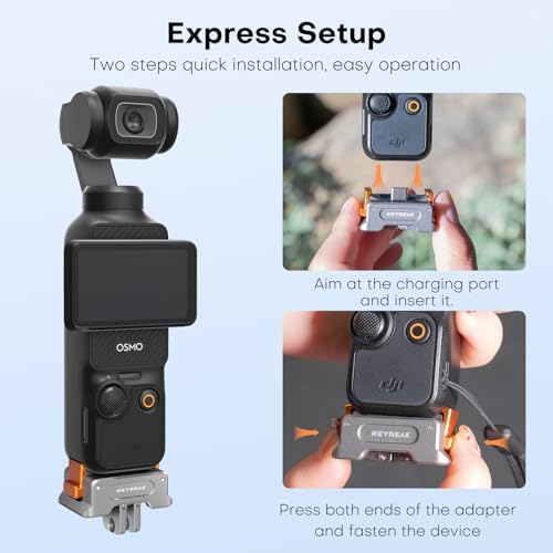 REYGEAK for DJI OSMO Pocket 3 Charging Adapter Base, Aluminum Alloy Type-C Charging Dock Fit Arca-Swiss Standard, Quick Release Mount with1/4\'\' Screw Hole,Foldable Dual Claws.