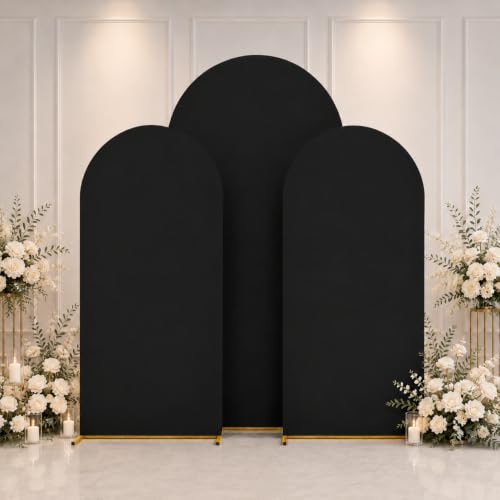 Black Arch Cover 7.2ft 6.6ft 6ft Spandex Arch Backdrop Cover Set of 3